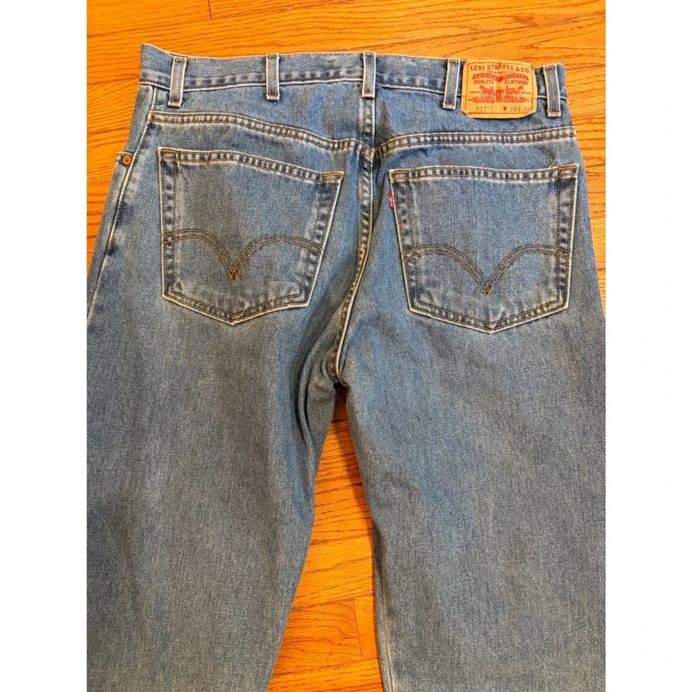 Levis 517 Mens Bootcut Jeans Medium Wash Denim Blue 38x34 Red Tab Western